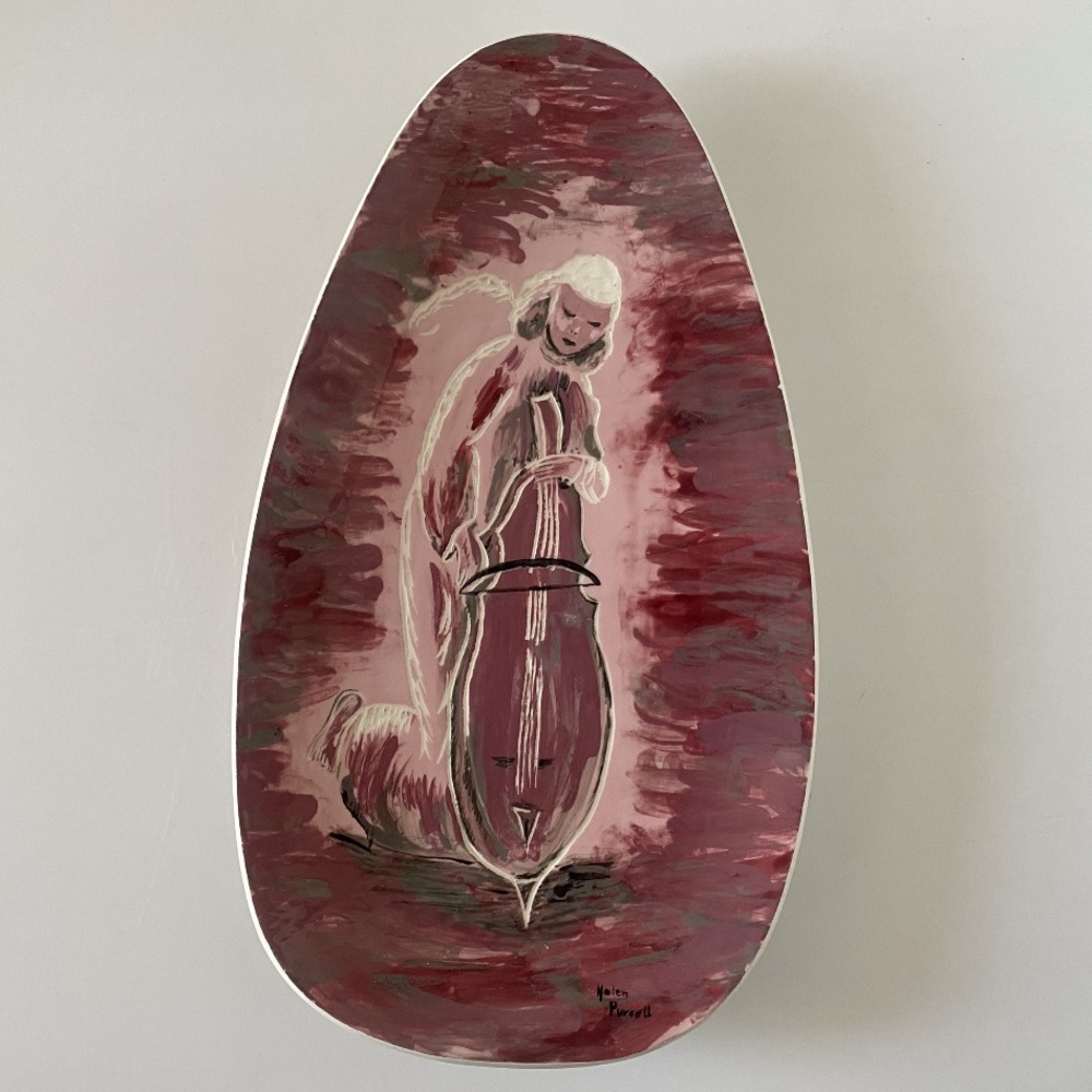 1950s Mid Century Violinist Pottery Art